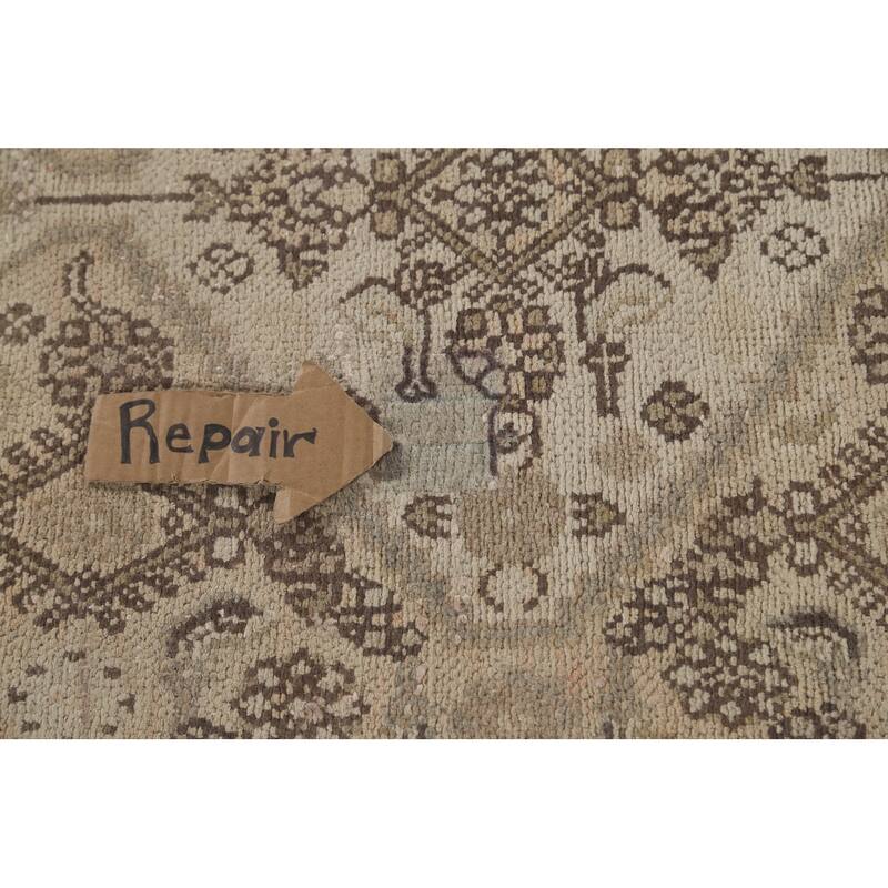 Hamedan Persian Vintage Runner Rug Handmade Geometric Wool Carpet - 3'3" x 9'9"