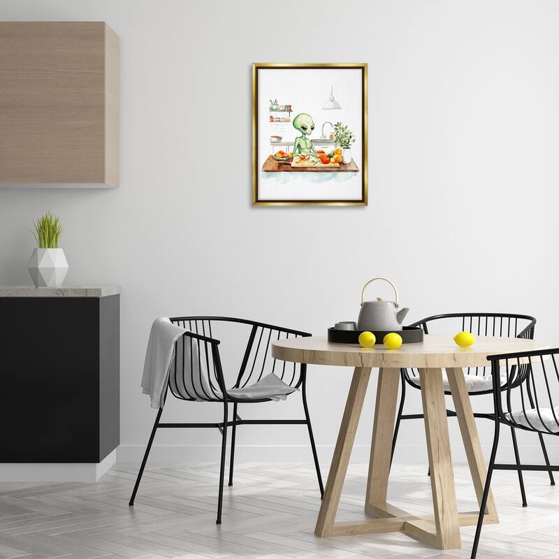 Stupell Alien Cooking in Kitchen Framed Floater Canvas Wall Art Design By Lil' Rue
