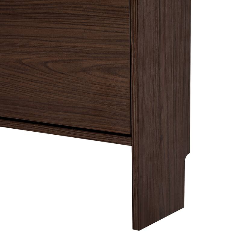 78.75'' Tall Narrow Dark Wood Storage Cabinet with Flip Drawers