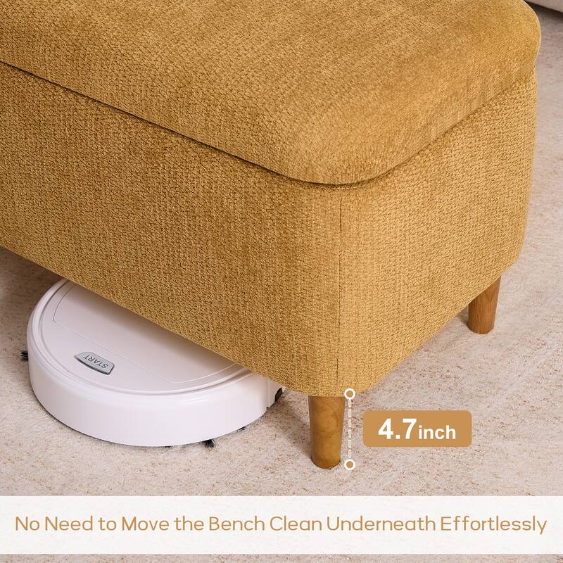 39in Soft Chenille Fabric Storage Ottoman Bench for Bedroom / Entryway Bed Foot / Living Room，Upholstered Entryway Bench