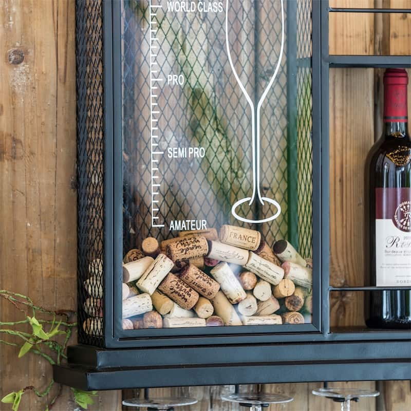 26x5.1x28.3" Floating Wine Bar Shelf w/Glass Holder & Display Shelves