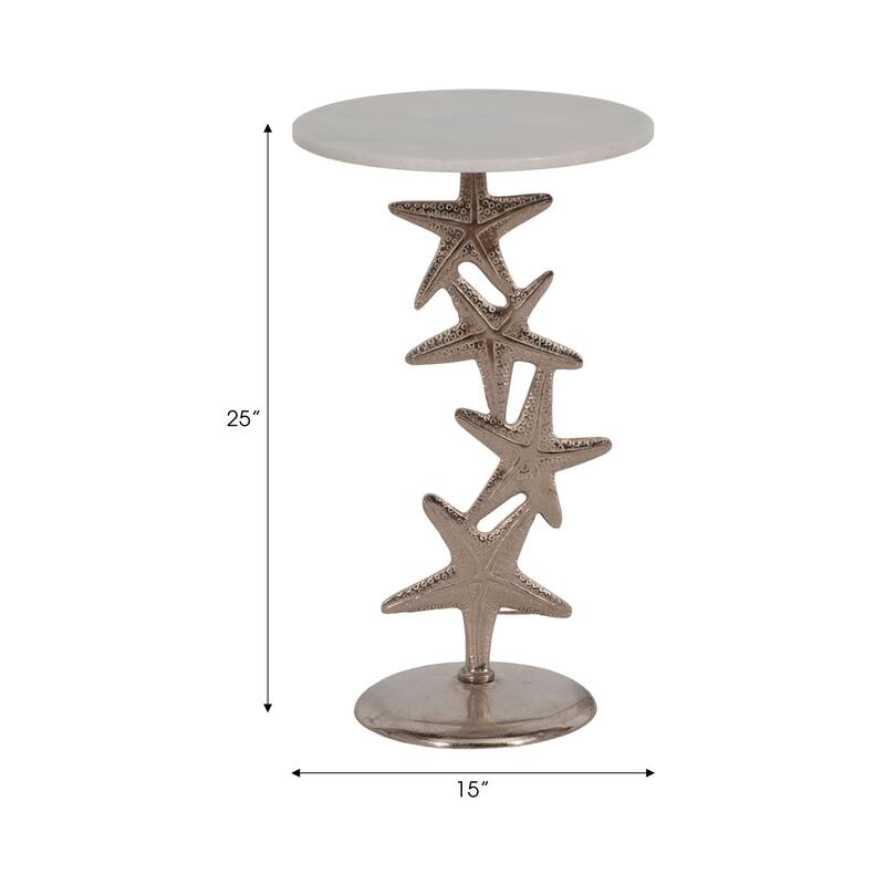 Sagebrook Home Coastal Accent Table Metal Aluminum Sculptural Starfish Base Nautical Inspired