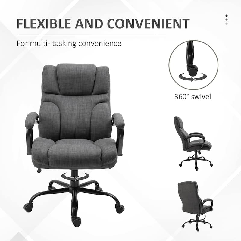 Heavy-Duty Executive Computer Chair for Big and Tall Users, 500lbs Capacity with Breathable Linen Upholstery