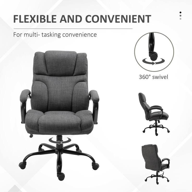 Office Chair with Wide Seat, Ergonomic Executive Computer Chair with Adjustable Height, Swivel Wheels and Linen Finish
