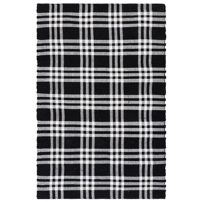 SAFAVIEH Handmade Montauk Steljana Contemporary Cotton Rug - 5' x 8' - Black/Ivory