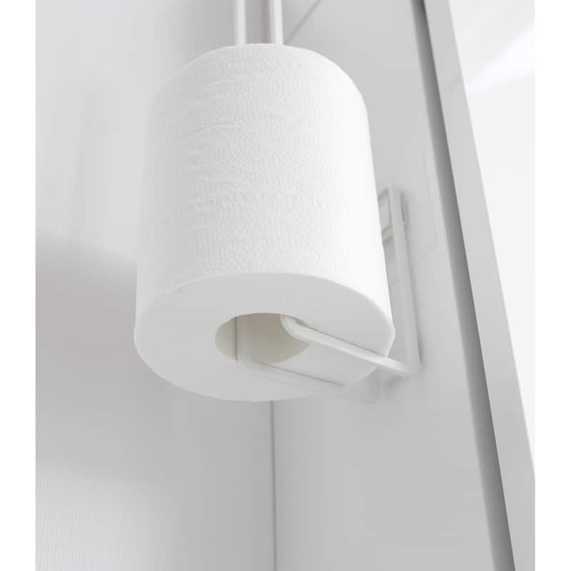 Yamazaki Home Traceless Adhesive Toilet Paper Holder, Steel, Holds 2.2 lbs - L 2.87 x W 1.46 x H 9.84 inches