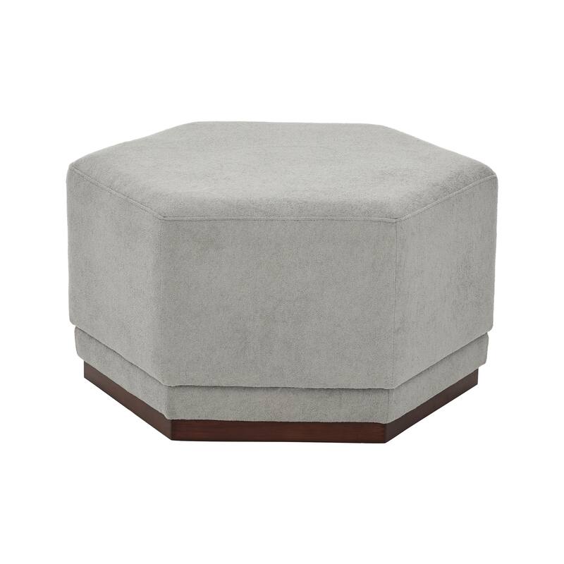 Christopher Knight Home - Nova Hexa Modern Upholstered Ottoman/ Foot Stool with Wooden Base