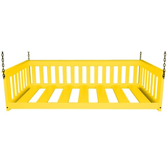 Pine Twin Mission Hanging Daybed with Chain - Canary Yellow