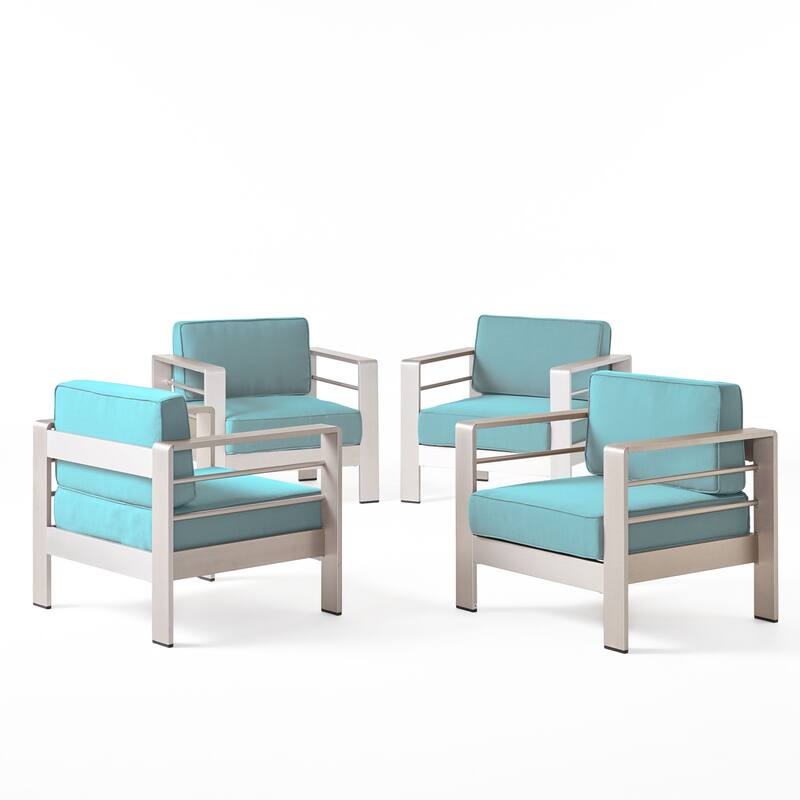 Cape Aluminum Club Chairs with Optional Sunbrella Cushions (Set of 4) by Christopher Knight Home