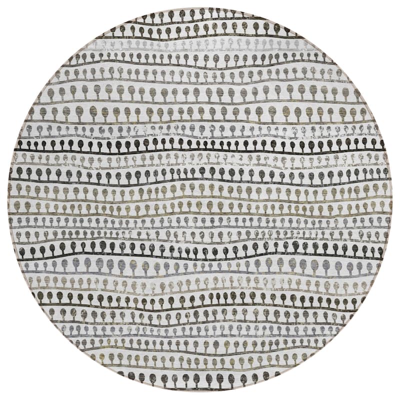 HomeRoots Striped Transitional Rectangle Outdoor Rug