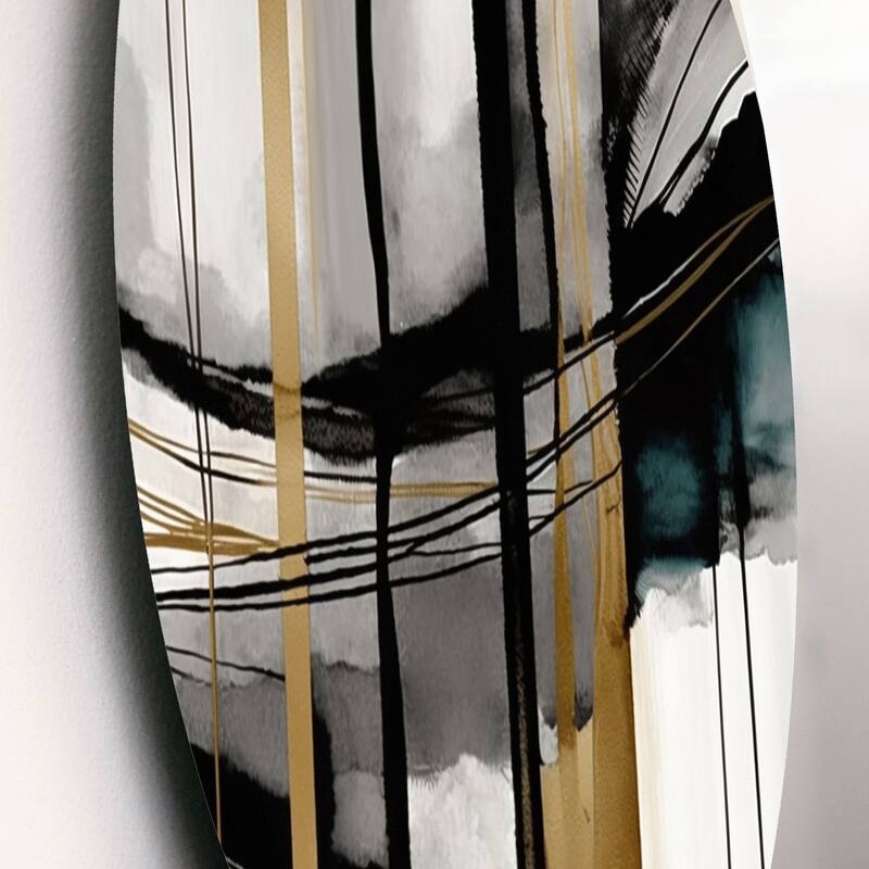 Designart 'Abstract Transitional Modern Shapes II' Modern Metal Round Wall Art