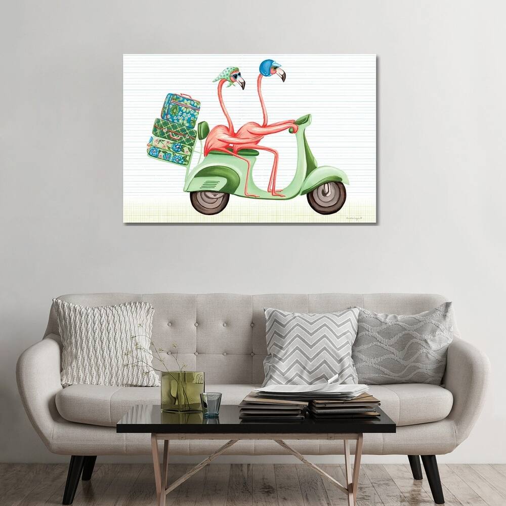 iCanvas "Flamingos Vespa" by Amelie Legault Canvas Print