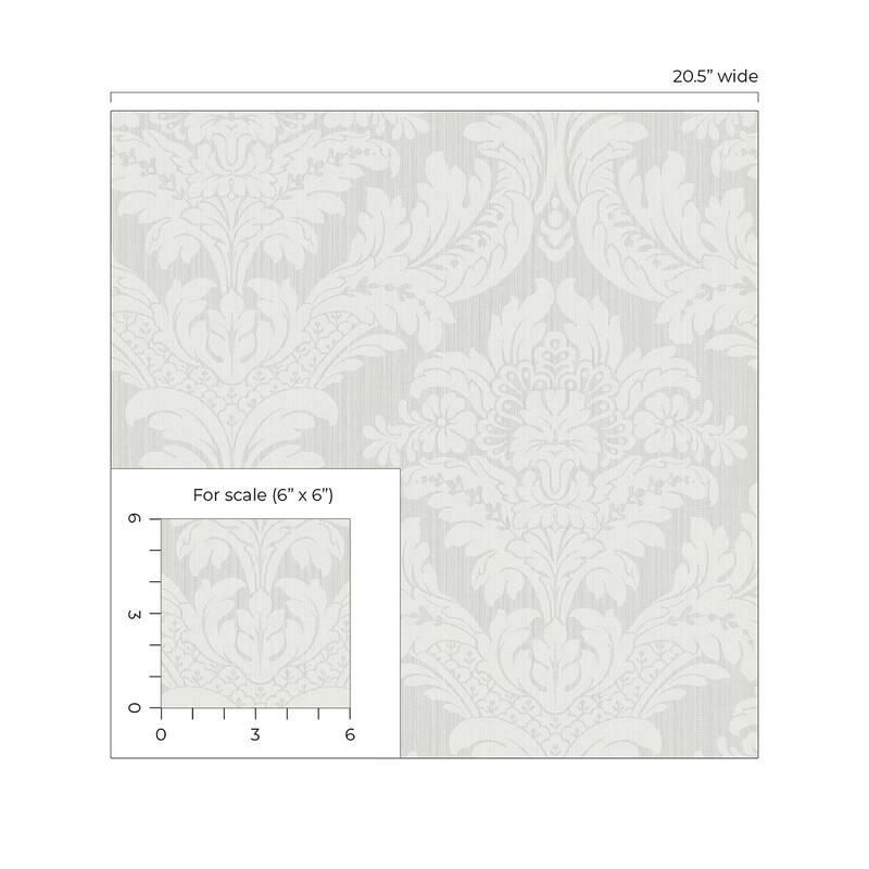 Seabrook Designs Genevieve Damask Prepasted Wallpaper - 20.5 in. W x 33 ft. L