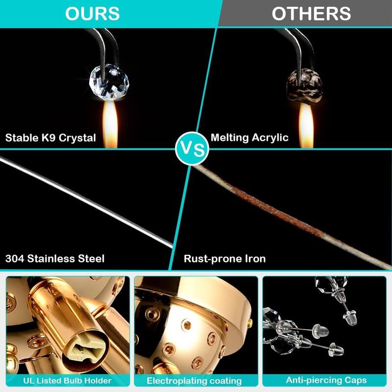 Crystal Flush Mount Ceiling Light, Modern Sputnik Firework Close to Ceiling Lamp, LED Ceiling Light Fixtures for Bedroom Kitchen