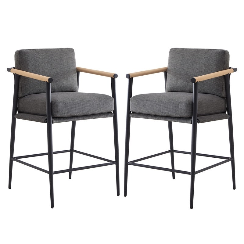 Spruce & Spring Chris Modern Counter Stools Set with Metal & Wood - Set of 2