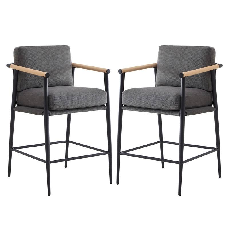 Chris Modern Counter Stools Set with Metal & Wood - Set of 2