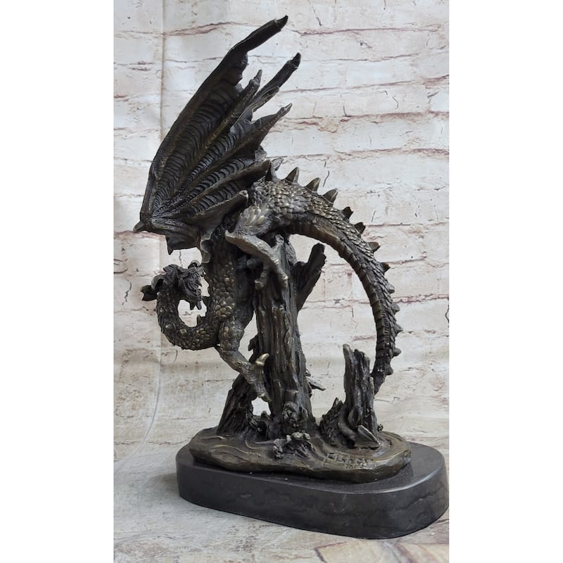 Bronze Dragon Statue Chinese Asian Art Sculpture Home Decor Sculpture Lost Wax