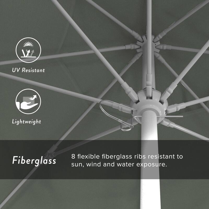 California Umbrella 75' Venture Series Patio Umbrella, White Aluminum Pole Fiberglass Ribs Push Lift Sunbrella