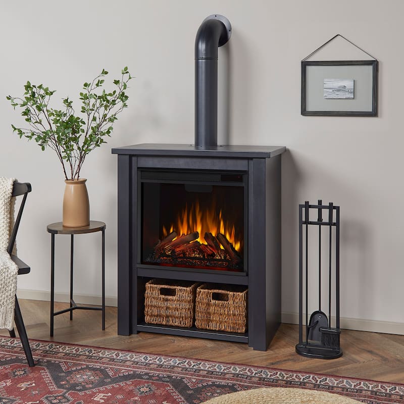 Hollis 32" Rustic Black Electric Fireplace by Real Flame