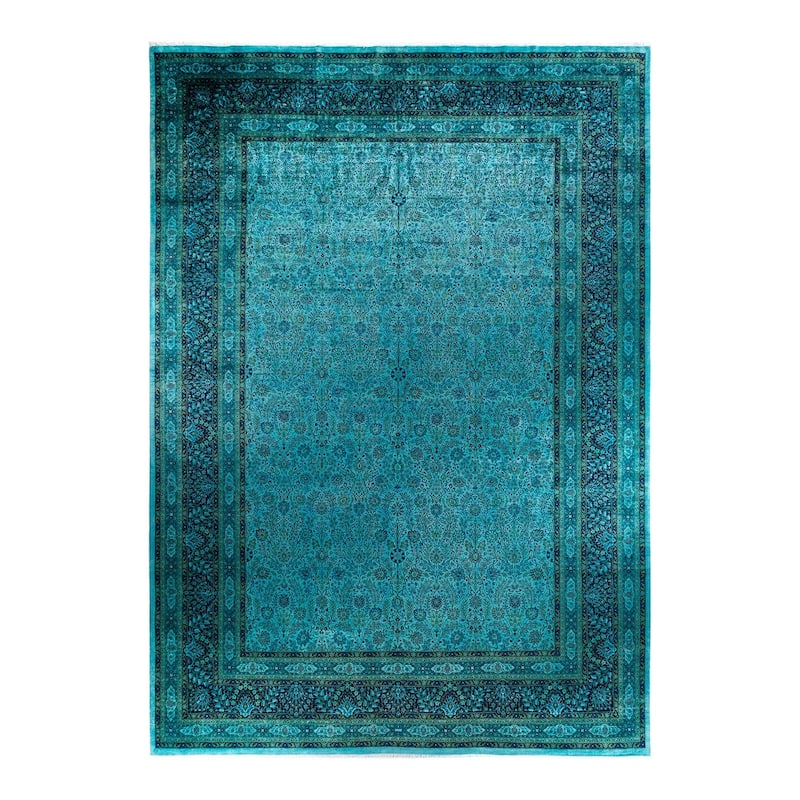 Overdyed, One-of-a-Kind Handmade Area Rug - Blue - 12' 3" x 17' 6"