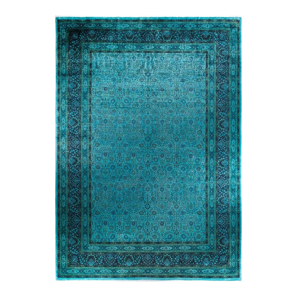 Overdyed, One-of-a-Kind Handmade Area Rug - Blue - 12' 3" x 17' 6"