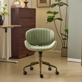 PU Curved Office Chair With Antique Bronze Base