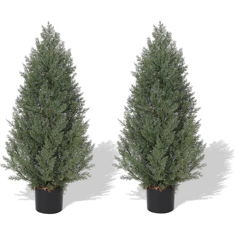 3 Ft Artificial Topiary Trees for Outdoor Set of 2 - 3ft