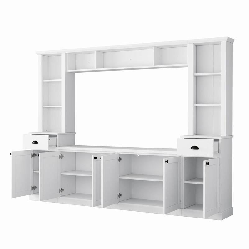 Modern 4-Piece Entertainment Wall Unit Set, Large TV Stand Media Console for TVs Up to 75"