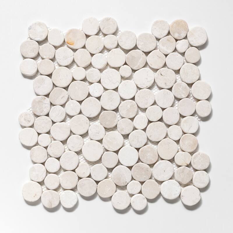 Penny Rounds 11 in. x 11 in. Honed Marble Mesh-Mounted Mosaic Wall and Floor Tile