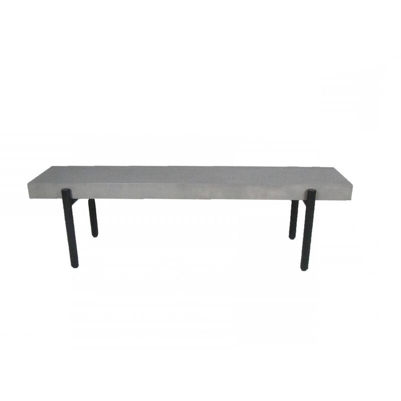 HomeRoots 63" Gray and Black Concrete Dining Bench - 63