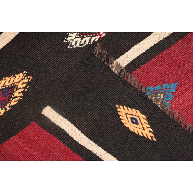 Hand Woven Oriental 100% Wool Carpet Southwestern Tribal Red Kilim Area Rug - 9' 7'' X 5' 10''