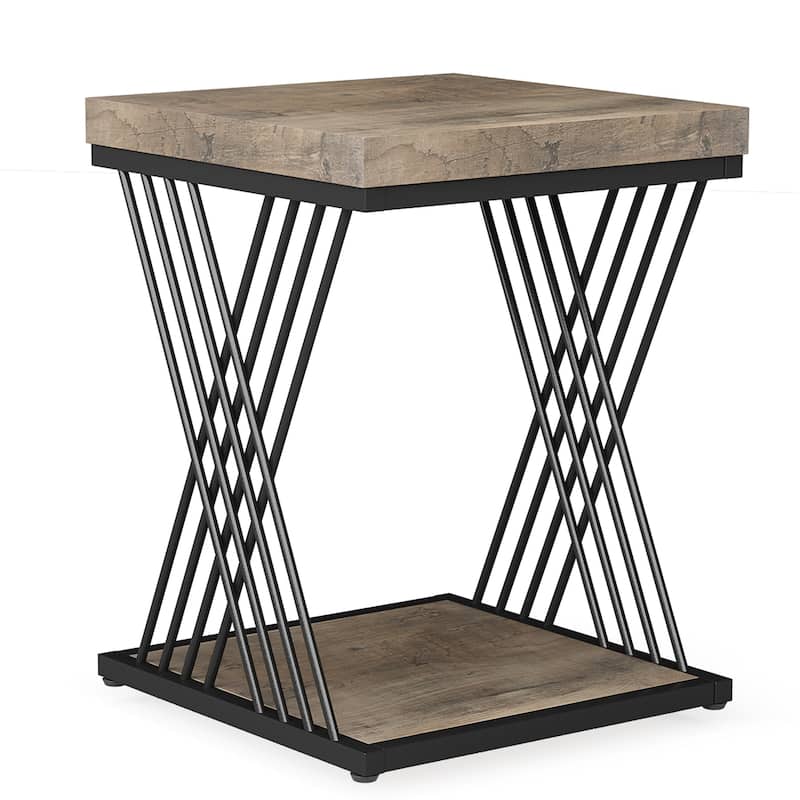 19.68-inch Square Side End Table with Metal Frame for Living Room