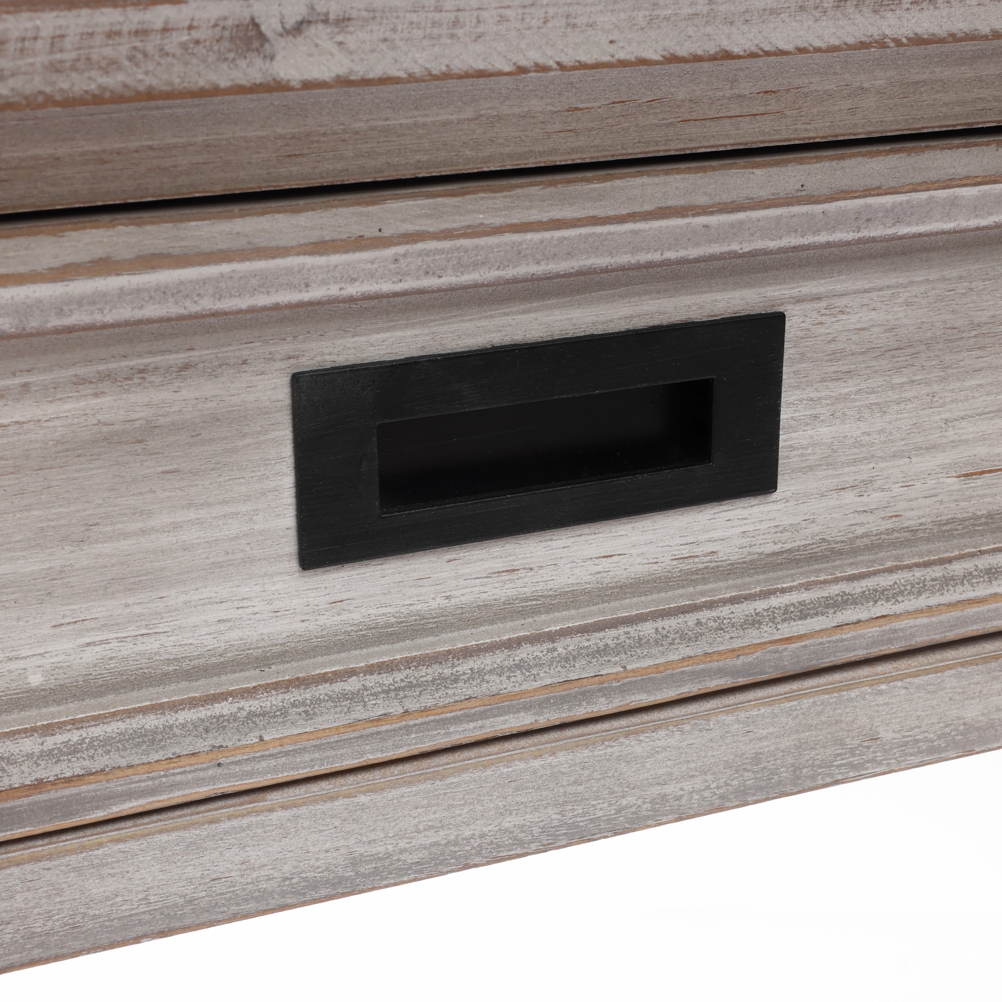 Grey Washed Wood 2-Drawer 1-Shelf Console and Entry Table - 32.7" H x 47.2" W x 13.8" D