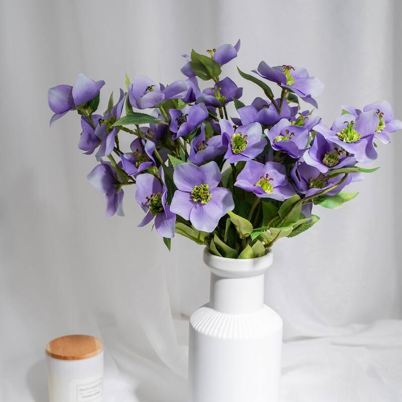 Silk Decorative Artificial Christmas Rose(Pack of 1 Branch)
