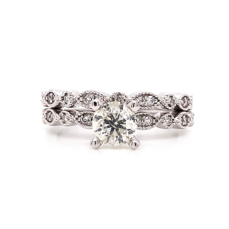 Auriya 2 carat TW Vintage Moissanite and Diamond Engagement Ring Set 14k Gold