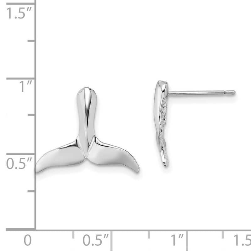 Curata 14k White Gold 2d Whale Tail Post Earrings 2 d - 12.85mm
