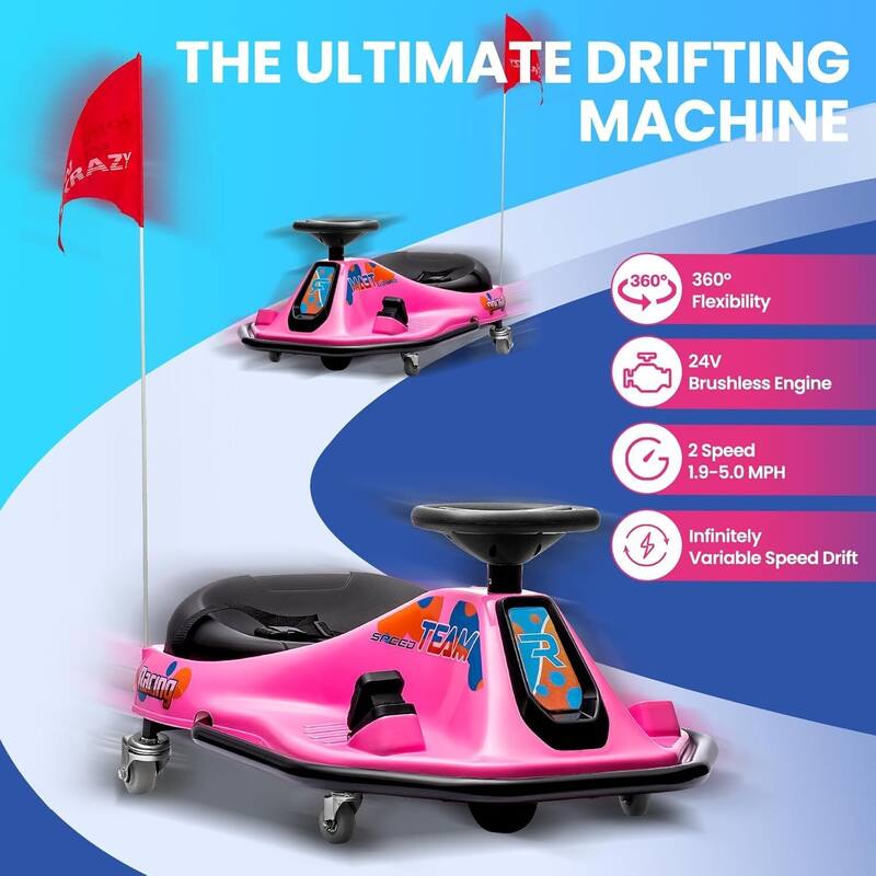 24V 7A Electric Ride-On Drifting Go Kart for Kids Best Gift