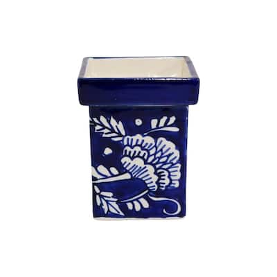 Home&Manor Mini Ceramic Vase Blue/White