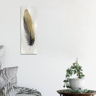 iCanvas "Gold Feather On Silver I" by Julia Bosco Canvas Print