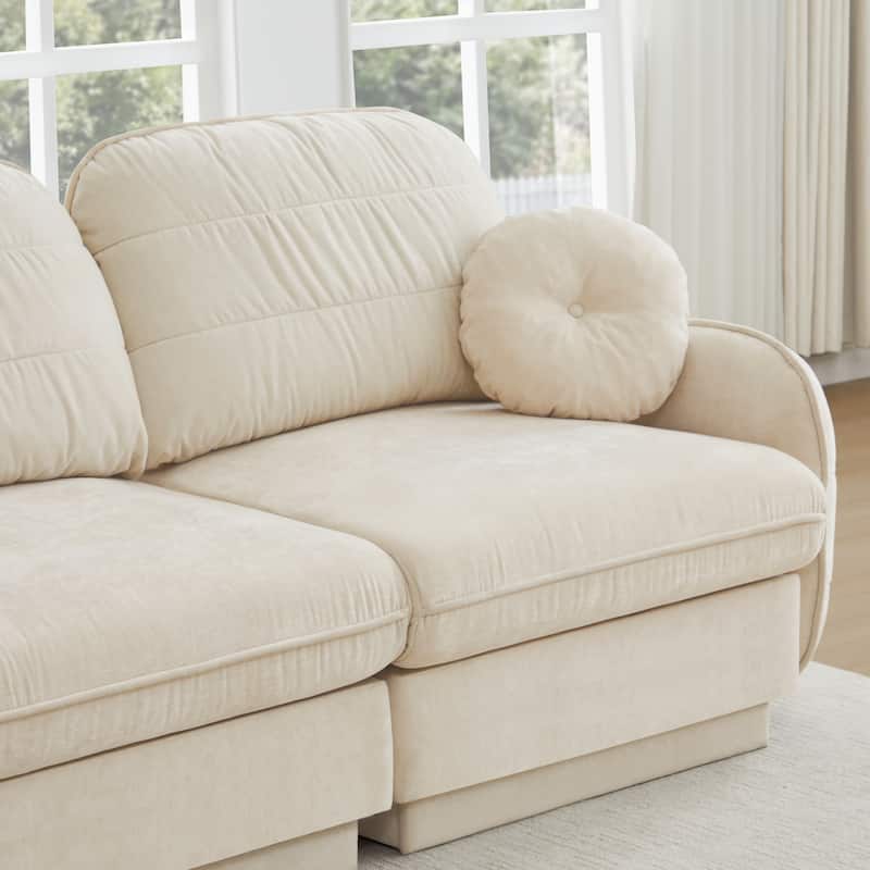 GDFStudio Sylvie Ashworth Chenille Cloud U-Shaped Loveseat Sofa with Movable Ottomans, Deep Seat