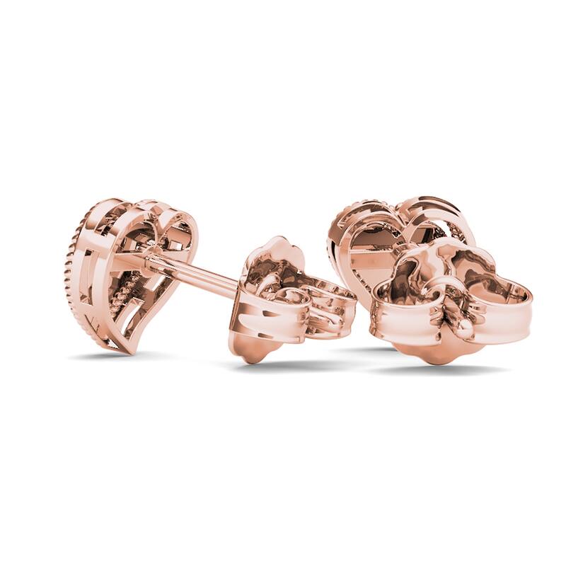 1/10ct TDW Diamond Cluster Heart Stud Earrings in 10k Rose Gold for Women - Rose gold