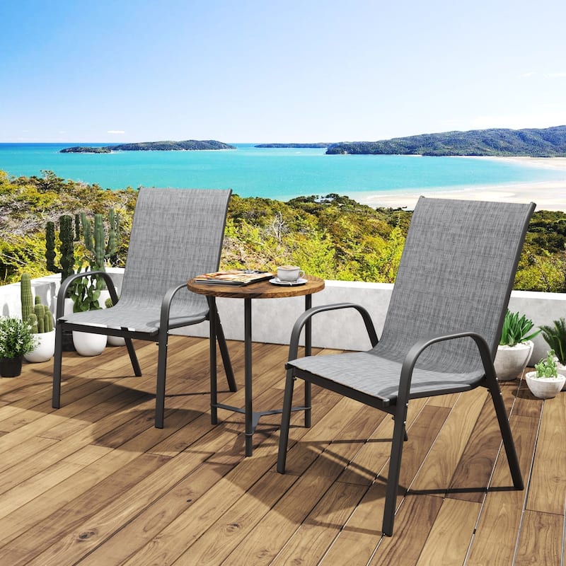 Patio Textilene Dining Chairs Set of 2/4/6/8, Outdoor Stackable Dining Chairs for Backyard, Patio Sling Chairs