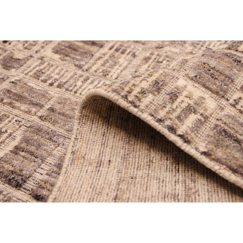 ECARPETGALLERY Hand Loomed Elysian Taupe Wool Rug - 8'0 x 10'0