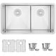 preview thumbnail 2 of 21, STYLISH 32 inch Stainless Steel 16G Double Bowl Low Divider Undermount Sink - Brushed Stainless Steel - 32" x 18" x 10"