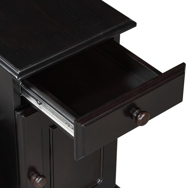 Modern End Table Sofa Couch Table with USB Ports, Flip Top Side Table with Side Bookshelf, Coffee Table with Cup Holder