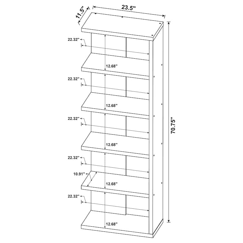 Harrison 71-inch 5-shelf Bookshelf Weathered Grey - 23.50" x 11.50" x 70.75"