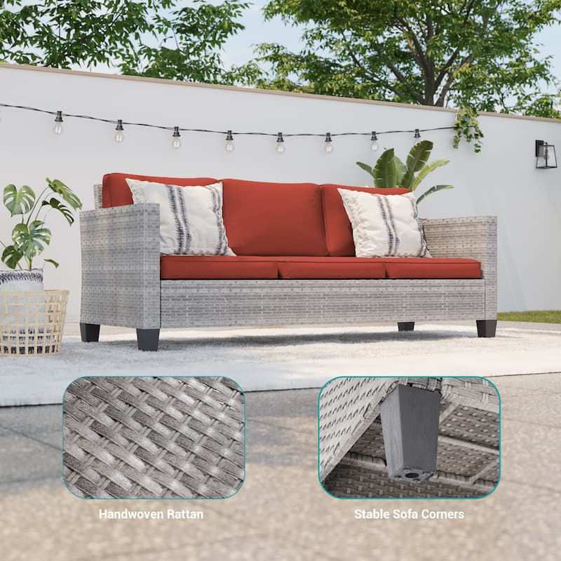 BONOSUKI Patio Outdoor Couch,3-Seater Furniture with Removable Cushion