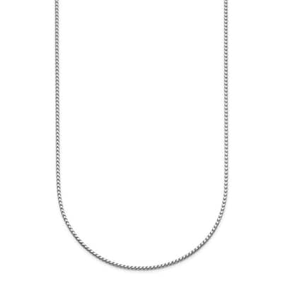 Curata Italian 14k White Gold 1mm Franco Chain Necklace For Men (Lobster)