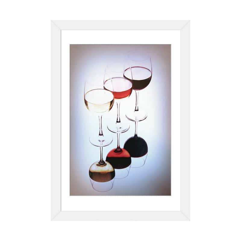 iCanvas "Three Glasses Of Wine, White, Rose And Red" by George Oze PFA - White - 32x24x1