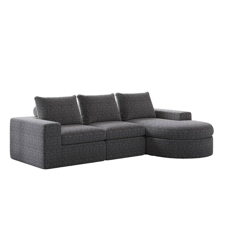 99-Inch Chenille Cloud Curved Sectional Sofa with Chaise, L-Shaped Modern Boneless Couch with Deep Seats,Sectional Sofa